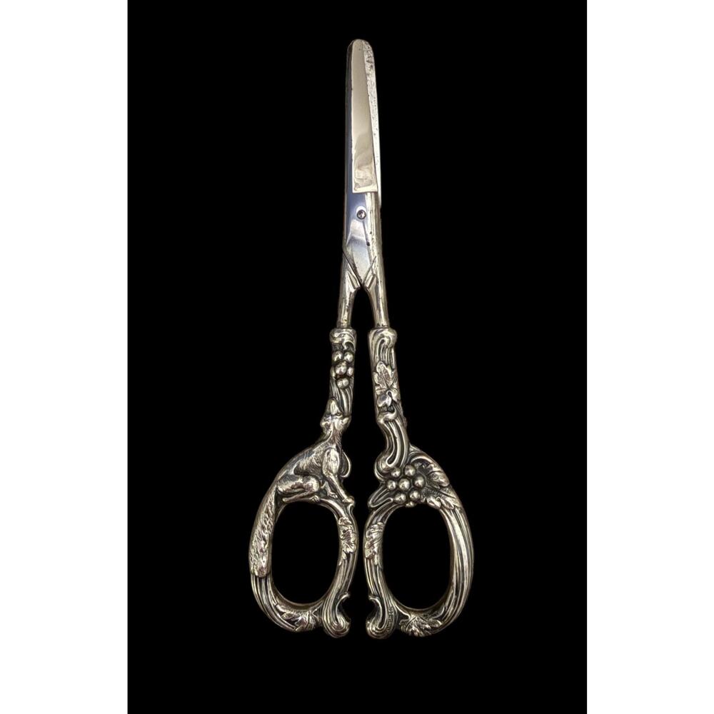 Vintage Wilco & Wagoner Sterling Silver Fox & Grapes Figural Grape Shears